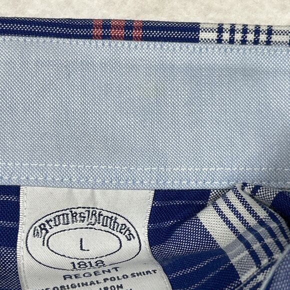 Brooks Brothers Men's L Regent Fit Non-Iron Blue Plaid Cotton Business Casual - Picture 12 of 12
